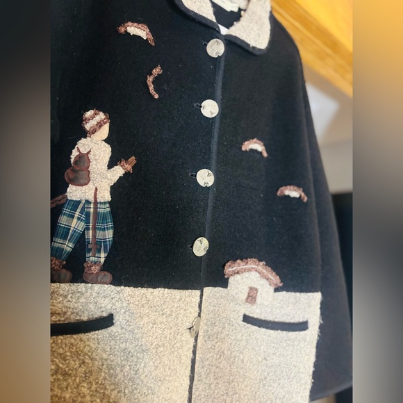Vintage Wool and Bouclé Cardigan with Embroidery – Size XL - Picture 3 of 9